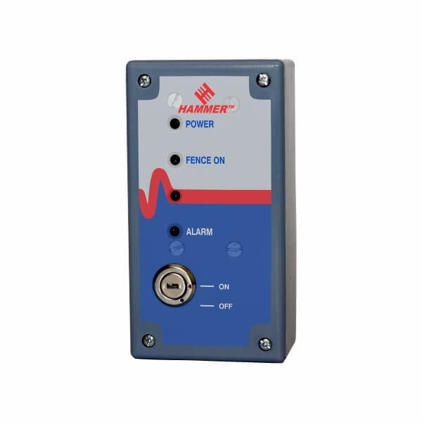 Hammer energizer remote keyswitch with power, fence on and alarm indicators